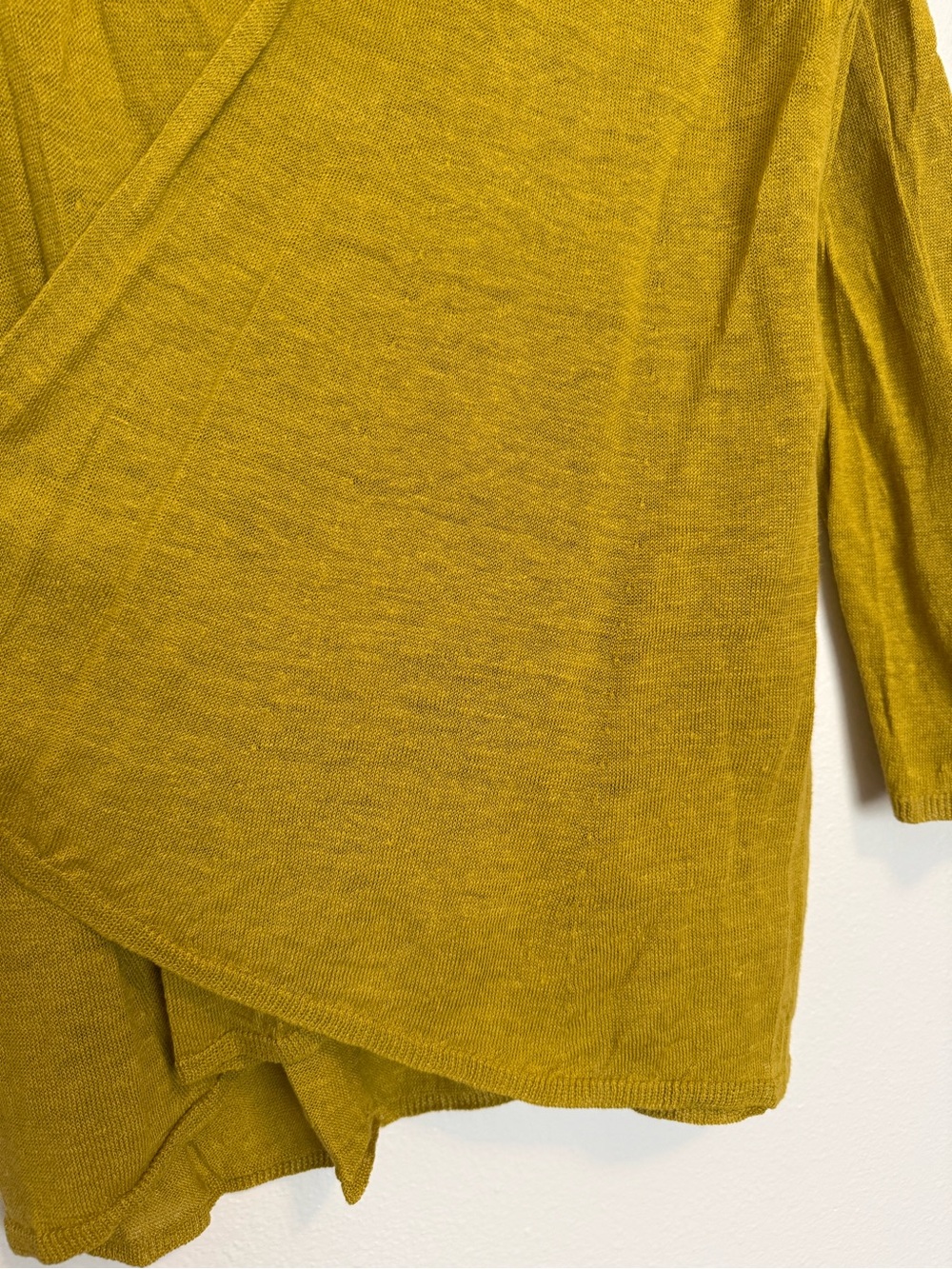 Eileen Fisher - Linen Open Front Goldenrod Yellow Sweater Cardigan - Large - Picture 9 of 14